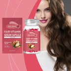 EELHOE Hair Vitamin Serum Capsule bottle and box with woman showing long, shiny brown hair
