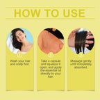 How to use hair essential oil instructions with photos: wash hair, apply oil capsule, massage in.